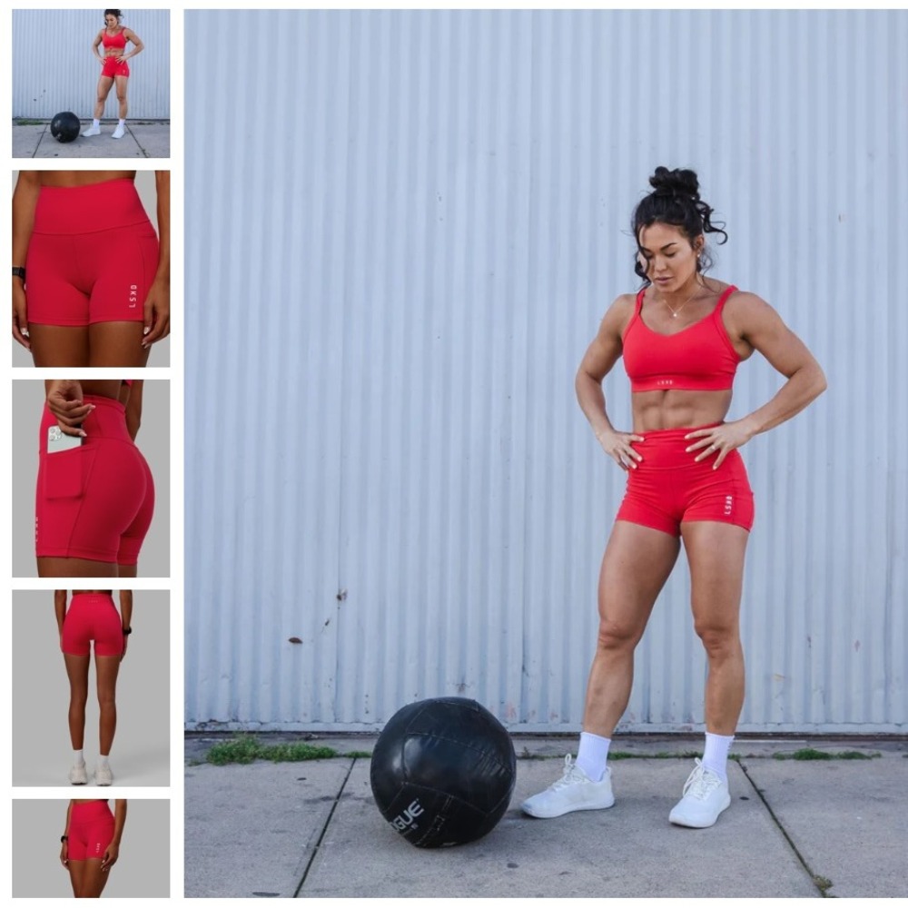 LSKD Flux X-Short Legging Scarlet Red Ultra High-Rise 4 Inch Shorts XL NEW NWT - Picture 2 of 16